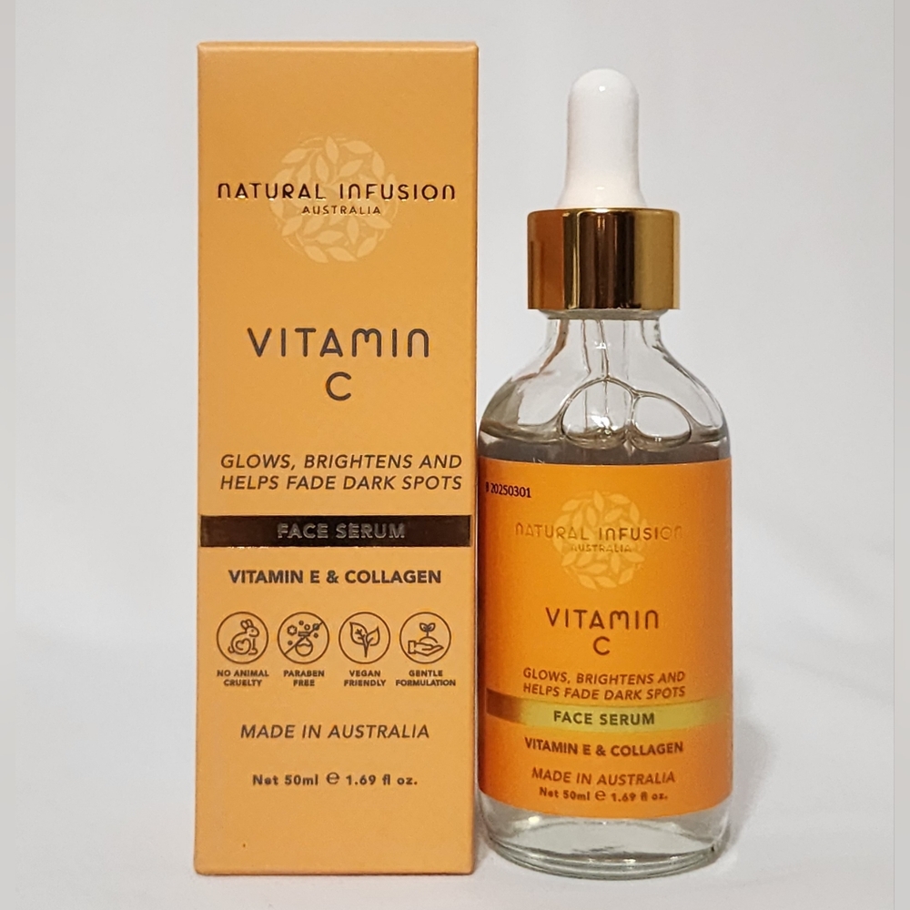 Natural Infusion Australia Vitamin C Face Serum, Vitamin E & Collagen 1.69 Fl Oz